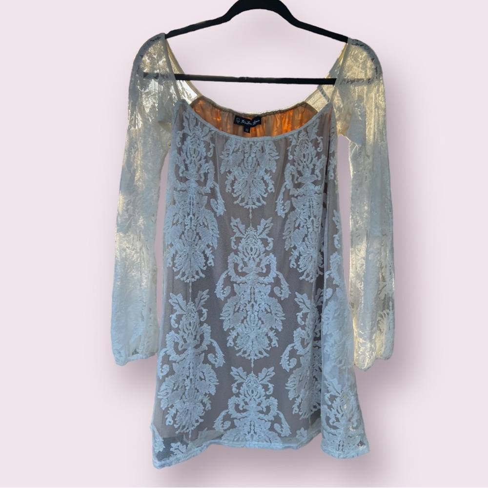 FOR LOVE & LEMONS San Marcos Off the Shoulder Ivory Lace Dress Boho Size Small
